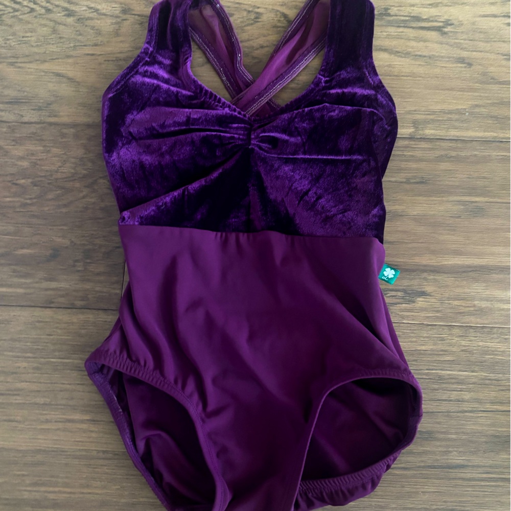 Plum Velvet-Top Performance Leotard - Women